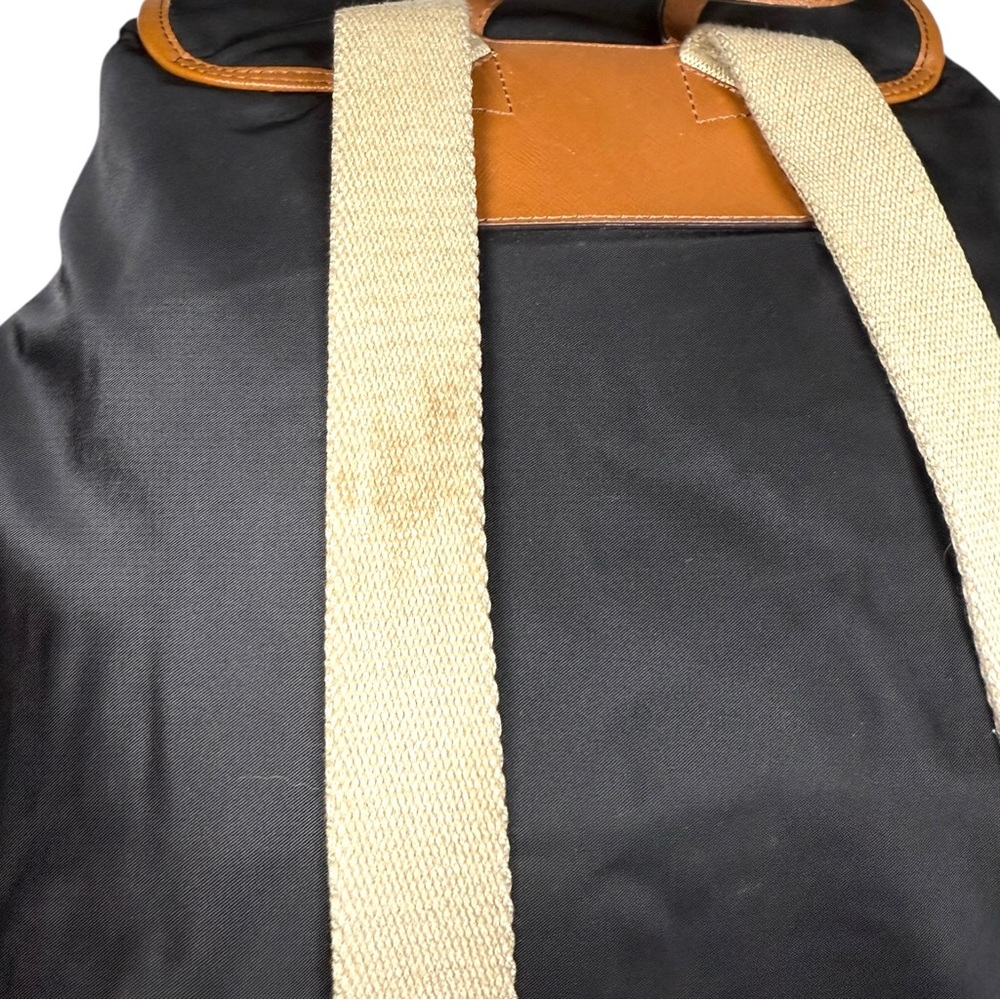 Michael Kors Black Nylon Backpack Bag with Brown Trim and Canvas Straps - Picture 6 of 6
